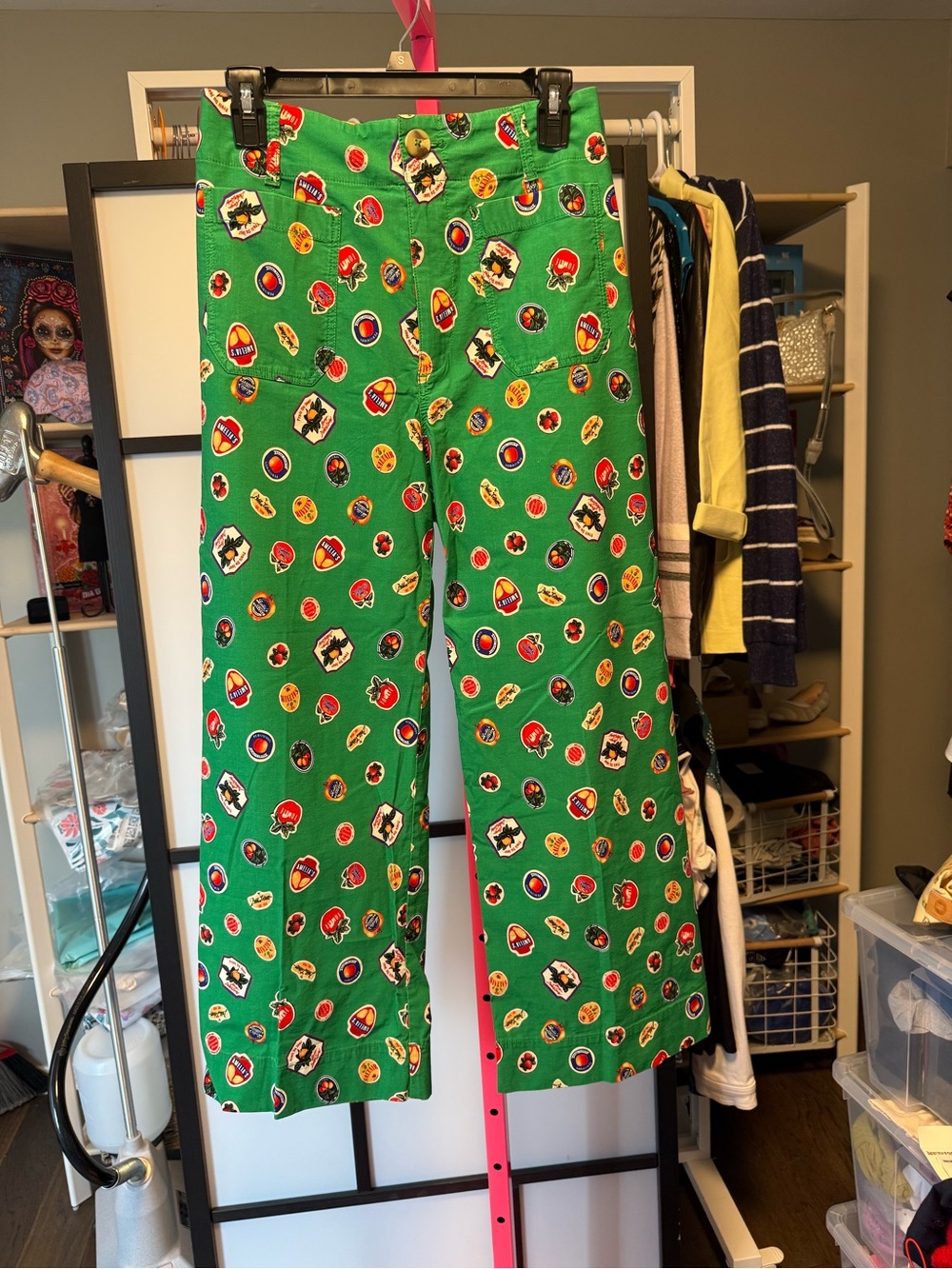 Maeve The Colette Fruit Print Cropped Wide Leg Pants Size 29 NWT Anthro - Picture 7 of 11